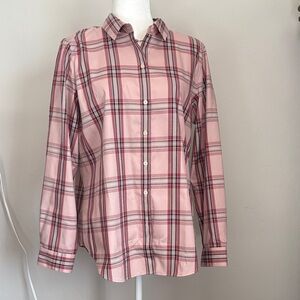 NWOT Non Iron Pink Plaid Button-Up Shirt